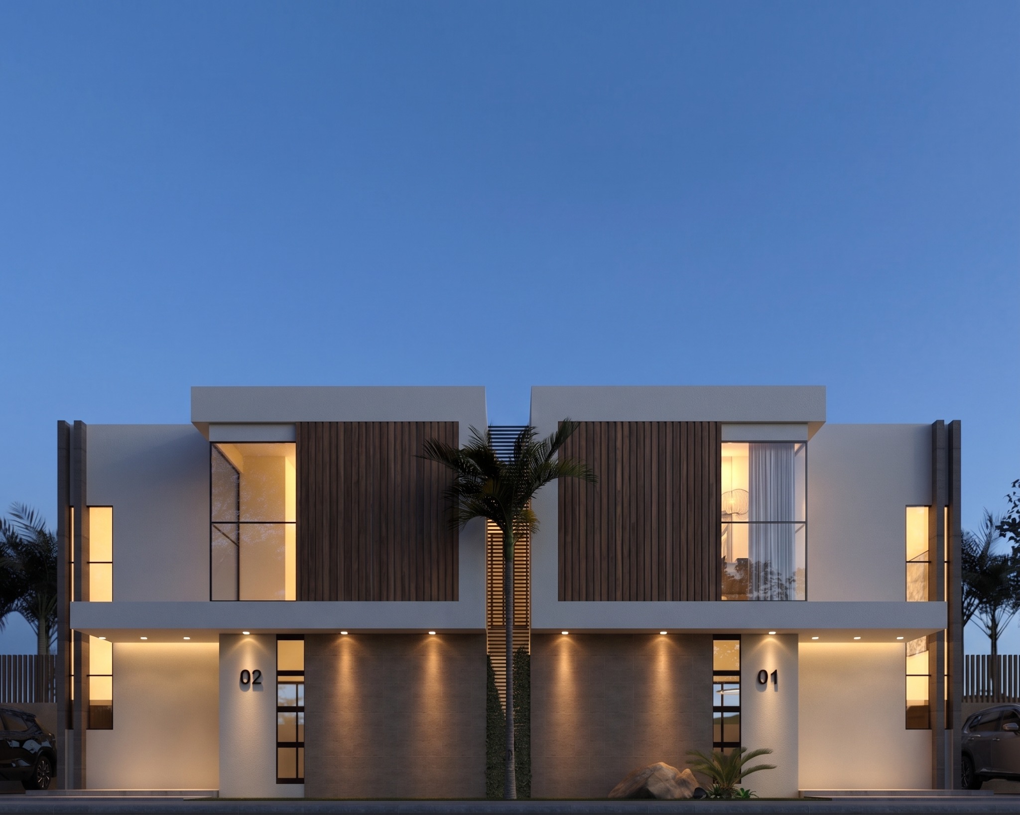 Vista frontal de una villa Lotus Residences